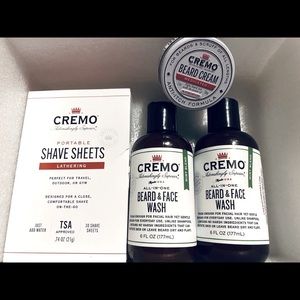 CREMO 4 piece Mens Beard Shave Skin Grooming Bundle